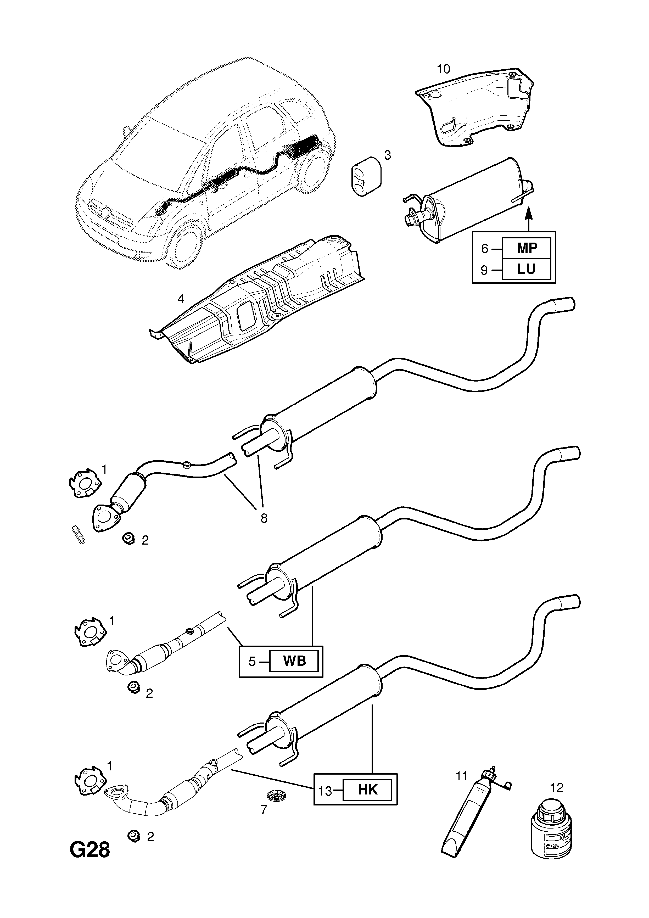 EXHAUST PIPE AND SILENCER <small><i>[Z14XEP[LJ2] PETROL ENGINE]</i></small>