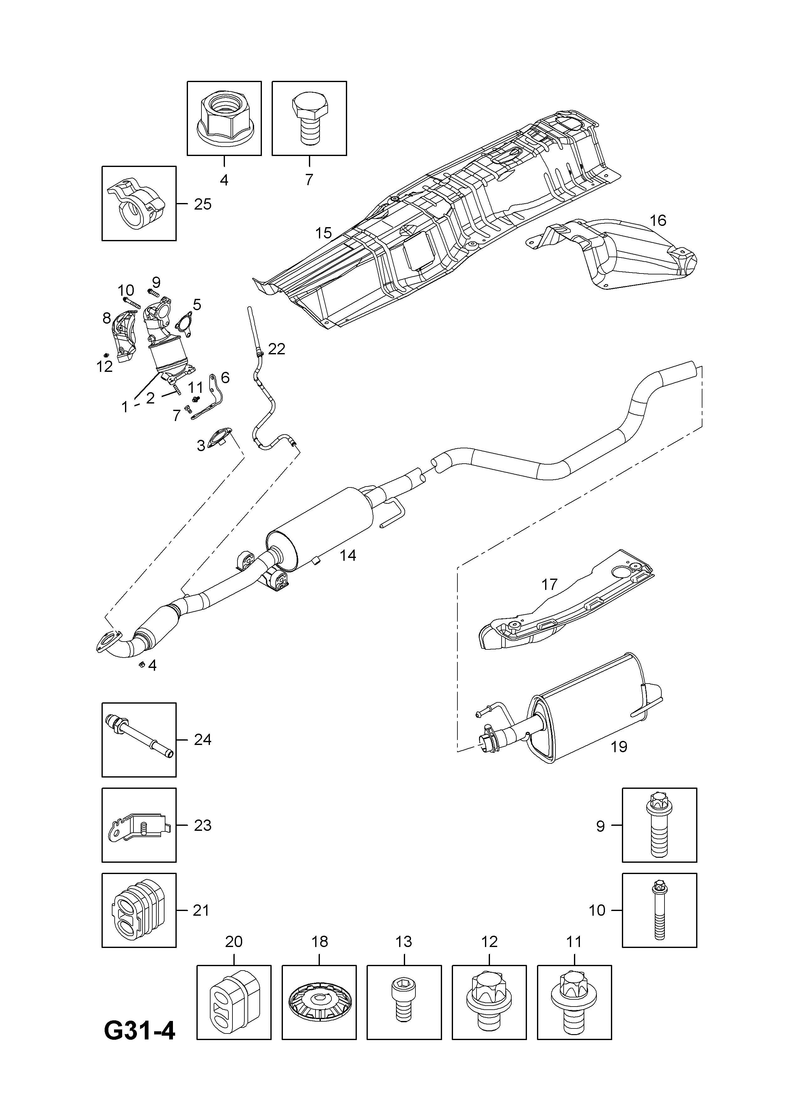 EXHAUST PIPE,SILENCER AND CATALYTIC CONVERTER (CONTD.) <small><i>[Z17DT[LUB],Z17DTR[LPL]  DIESEL ENGINES]</i></small>