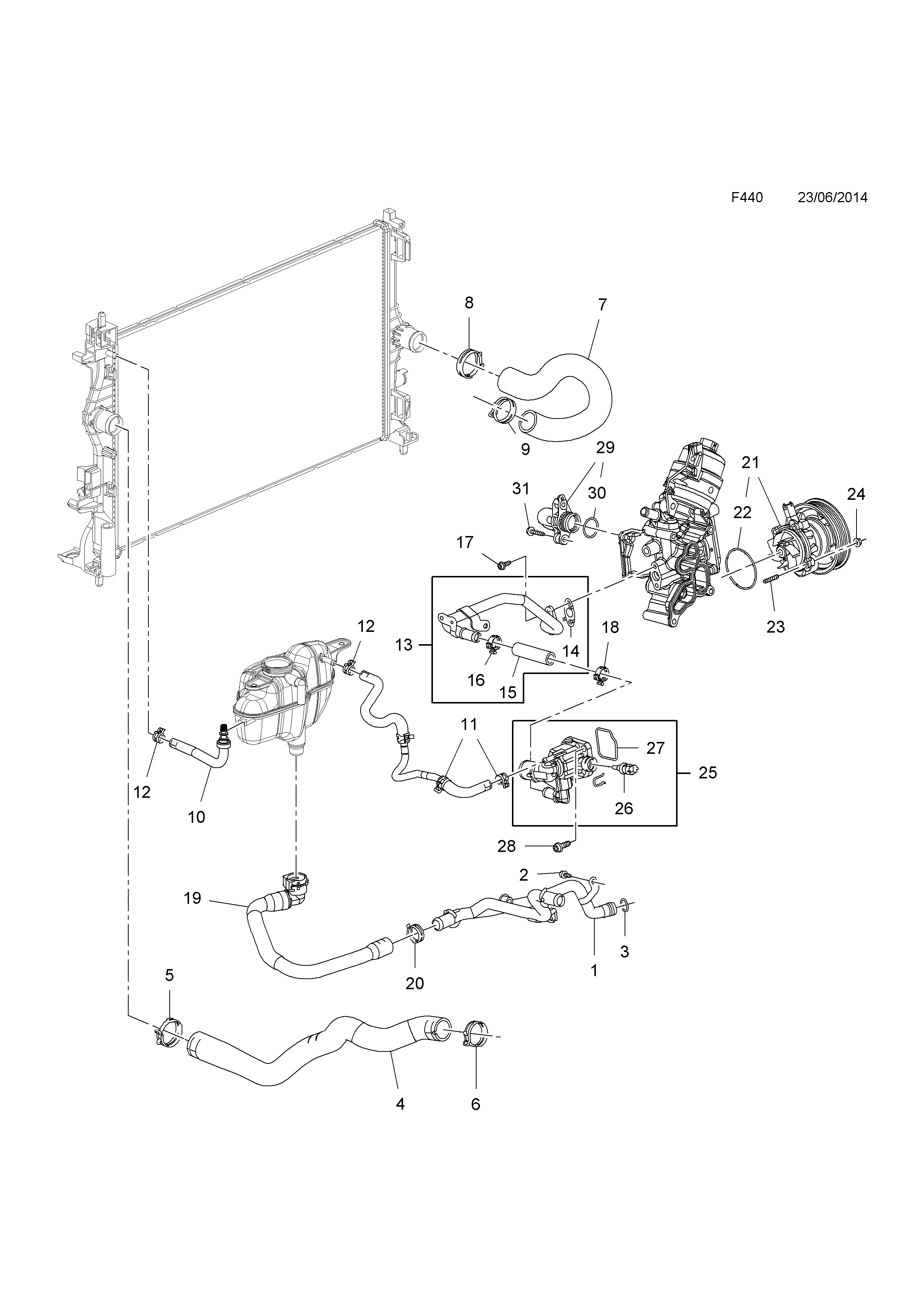 THERMOSTAT, HOUSING AND WATER OUTLET <small><i>[B13DTC[LKV],B13DTE[LKU],B13DTR[LKU] DIESEL ENGINES]</i></small>