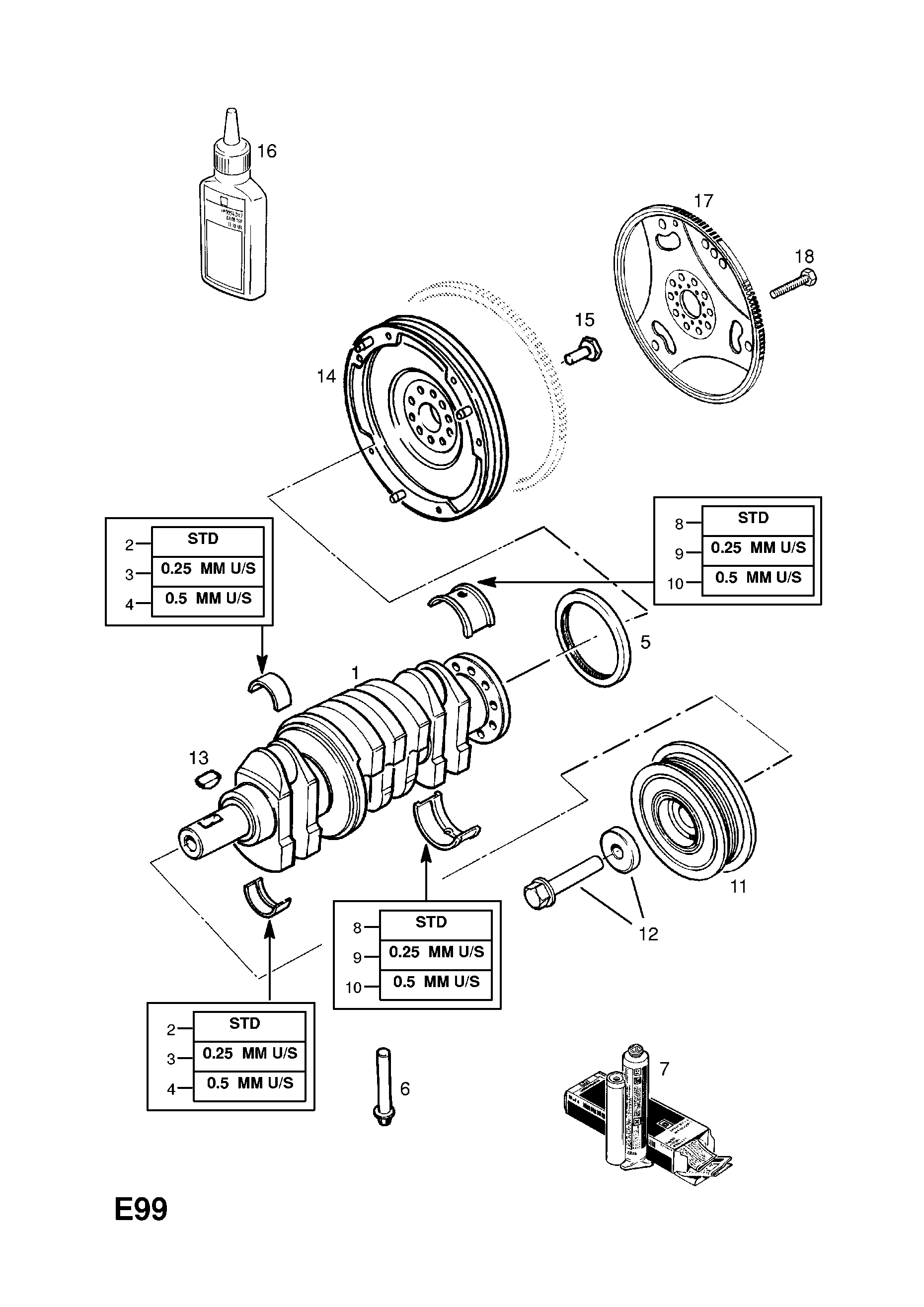 FLYWHEEL AND FITTINGS <small><i>[USED WITH MANUAL TRANSMISSION]</i></small>