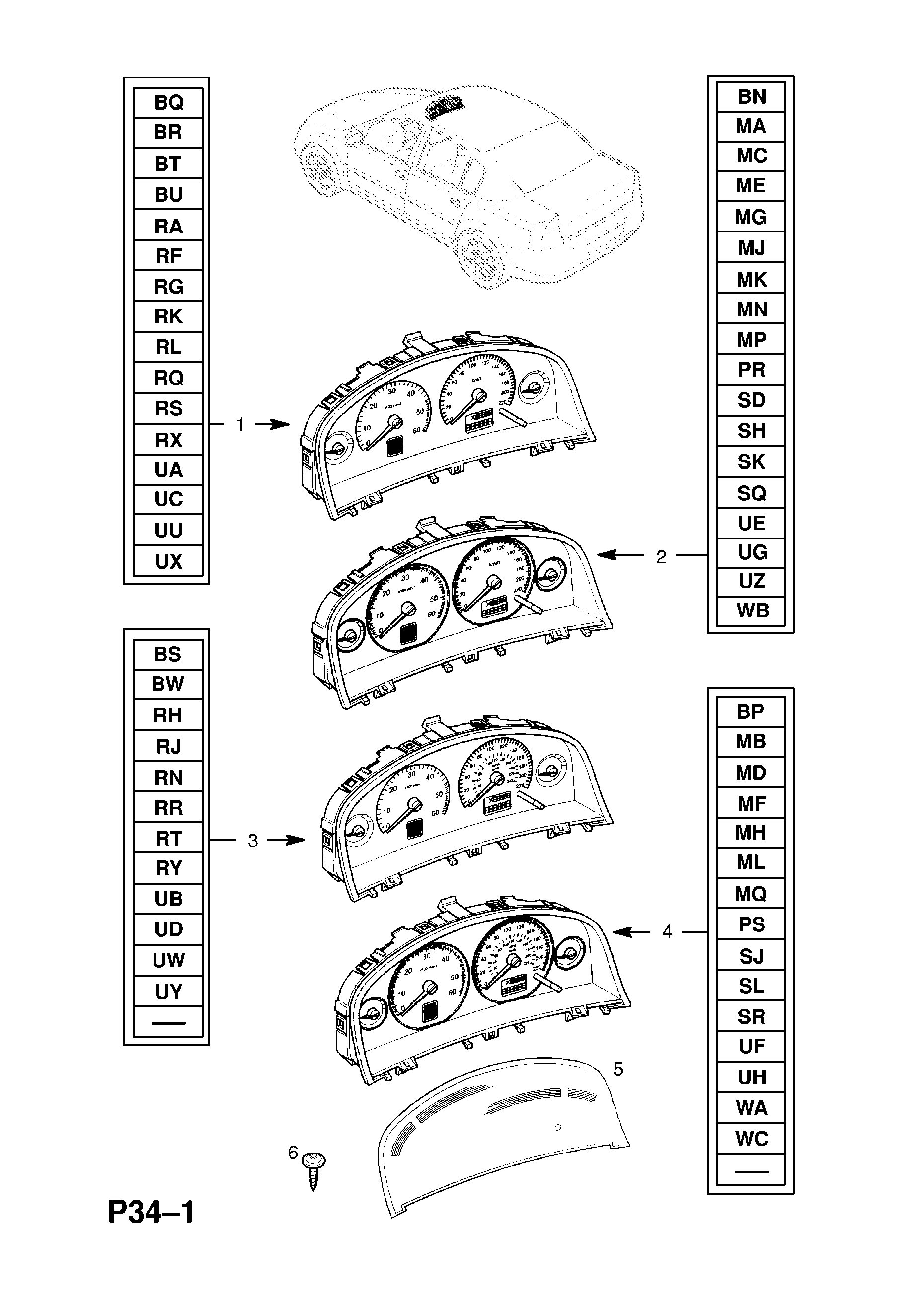 INSTRUMENTS (EXCHANGE) (CONTD.) <small><i>[USED WITH MANUAL TRANSMISSION (31070294-41999999 38047798-48999999) (FOR VAUXHALL)]</i></small>