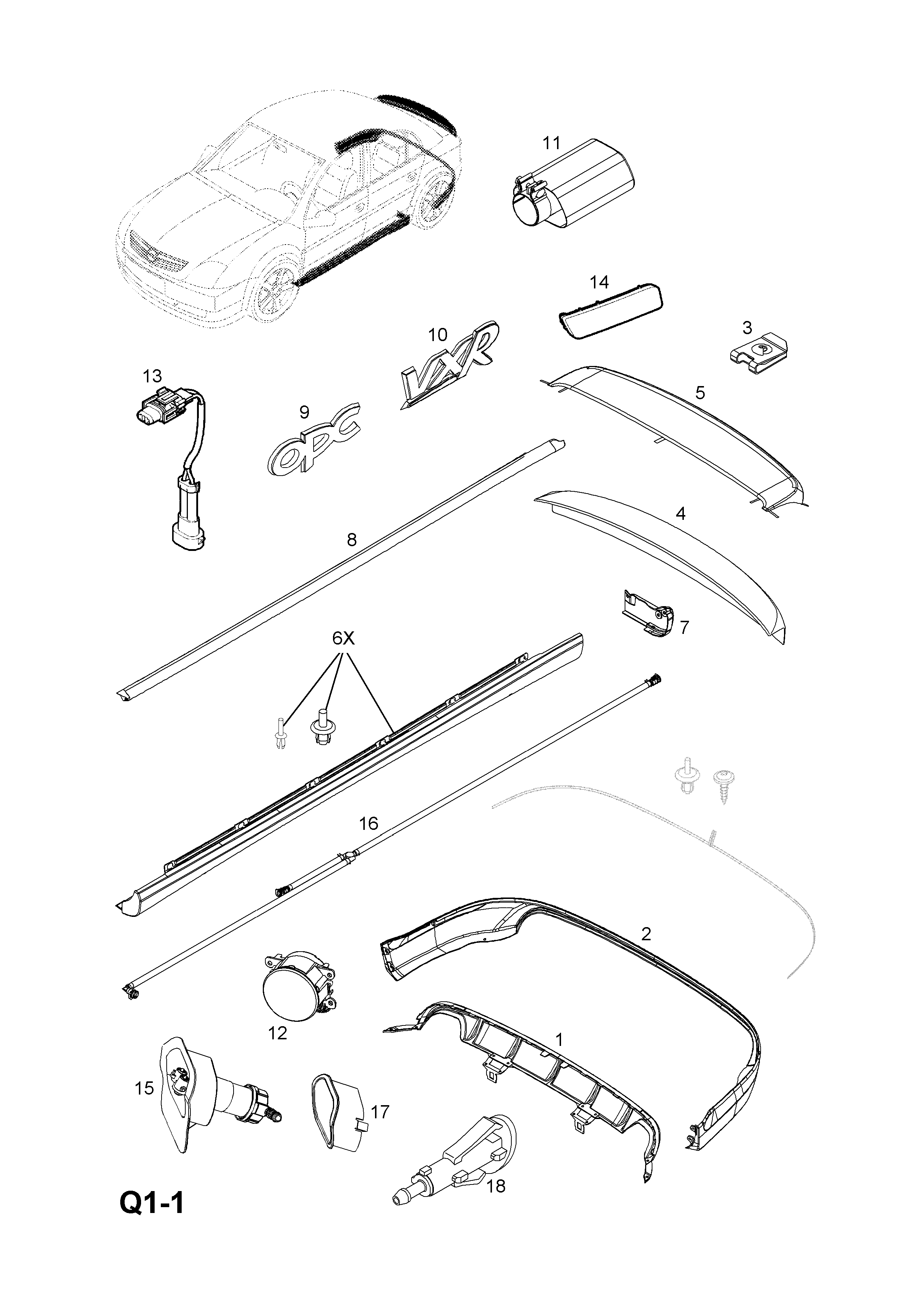REAR LAMP AND FIXINGS <small><i>[ESTATE (F35) (OSV) (61000001-)]</i></small>
