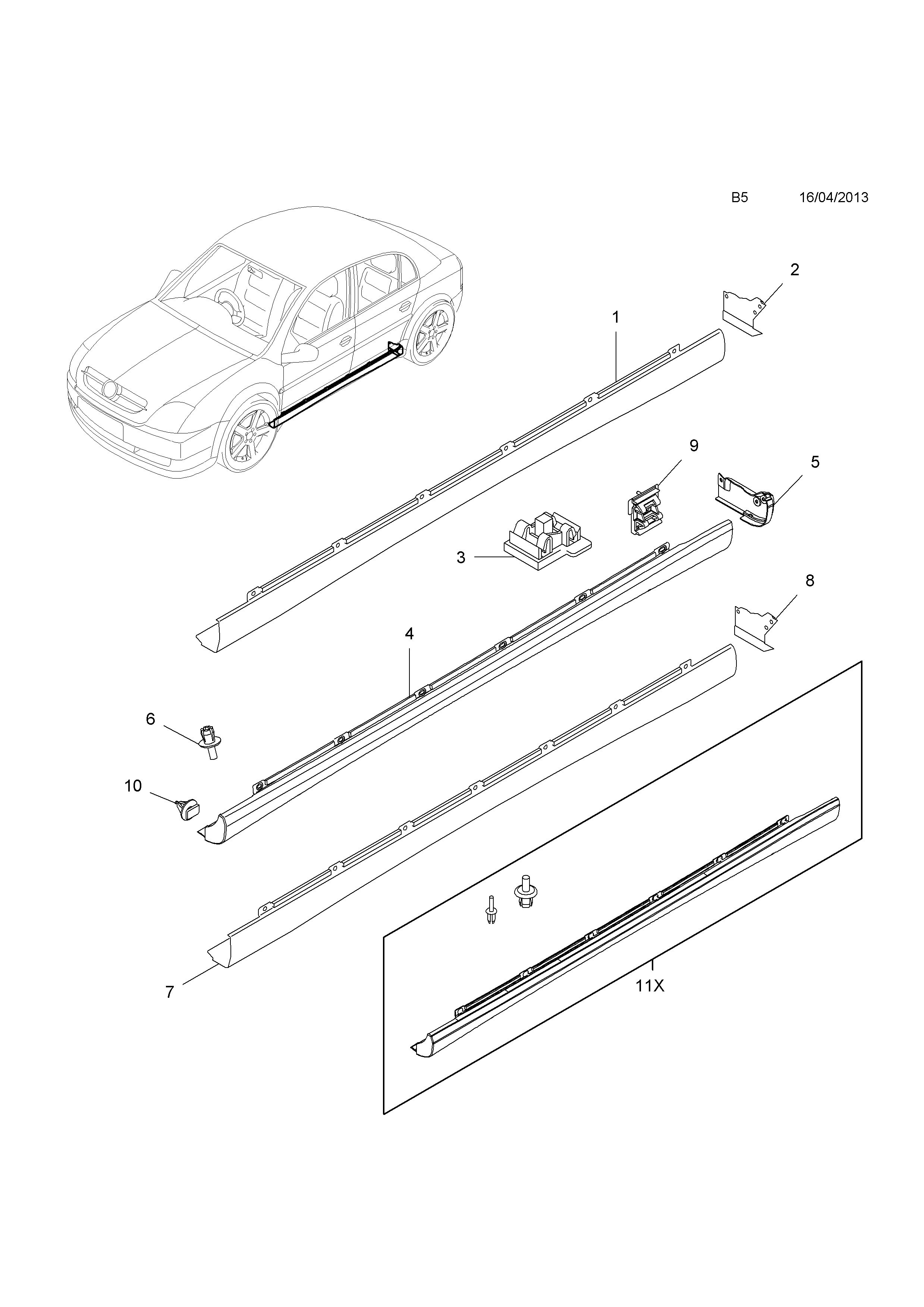 SILL PANEL MOULDING <small><i>[HATCH,SALOON (F68,F69)]</i></small>