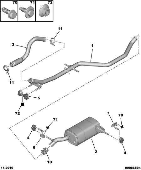 INTERMEDIATE AND REAR EXHAUST for Peugeot 508 508