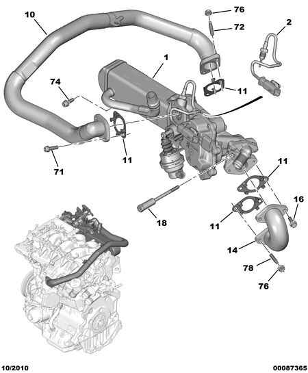 GAS RECYCLING CIRCUIT per Peugeot 508 508
