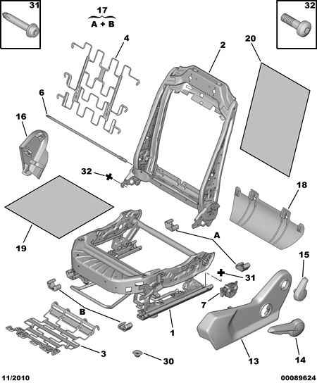 FRONT SEAT FRAME - SEAT SLIDE - HOUSING за Peugeot 508 508