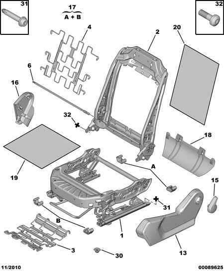 FRONT SEAT FRAME - SEAT SLIDE - HOUSING за Peugeot 508 508