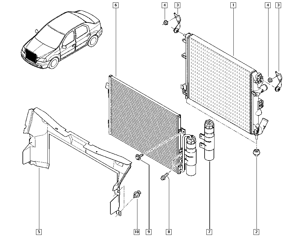 Coolant radiator dėl Renault Logan Logan Sandero I