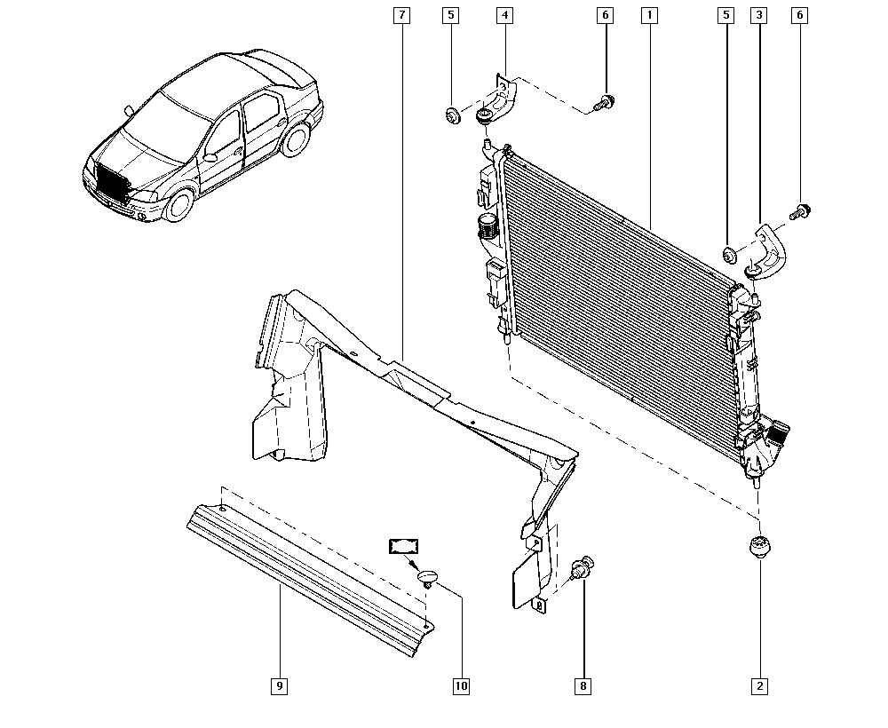Coolant radiator för Renault Logan Logan Sandero I