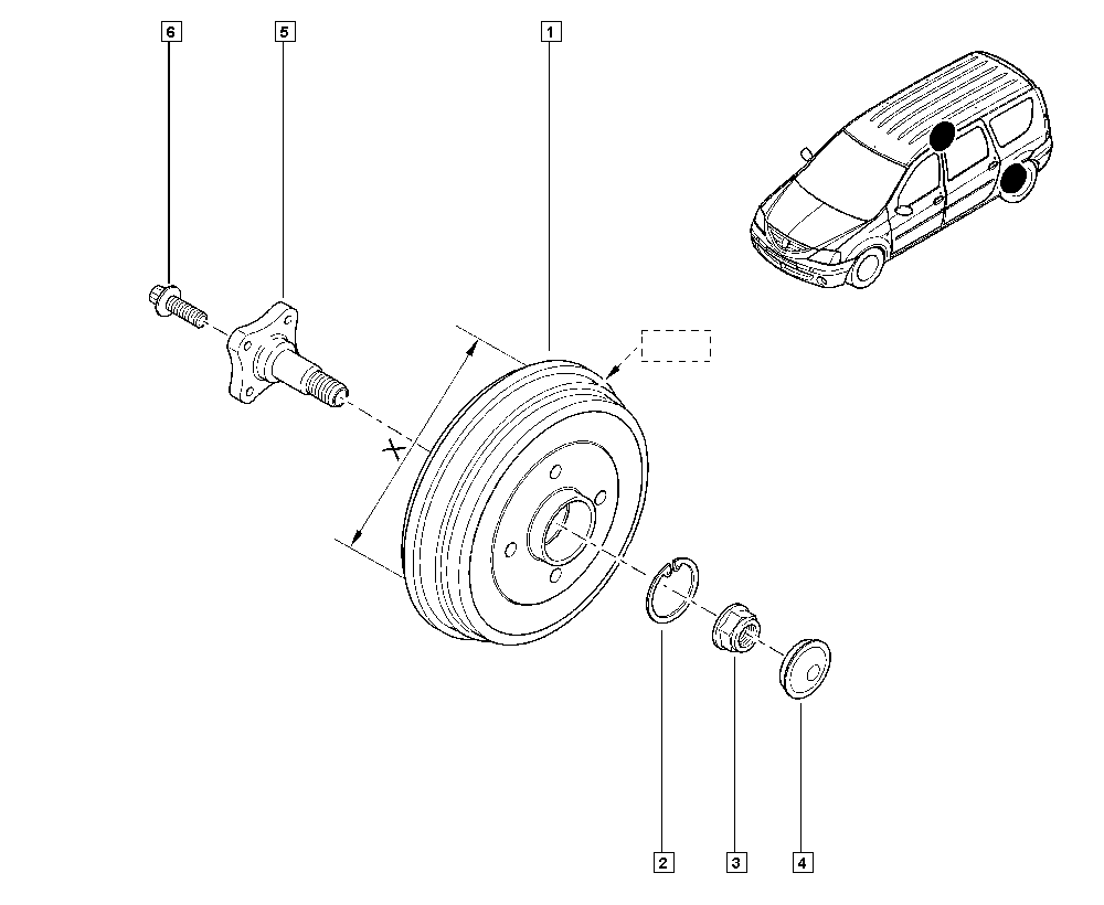 Stub axle - hubs (Brake drum) pro Renault Logan Logan Sandero I