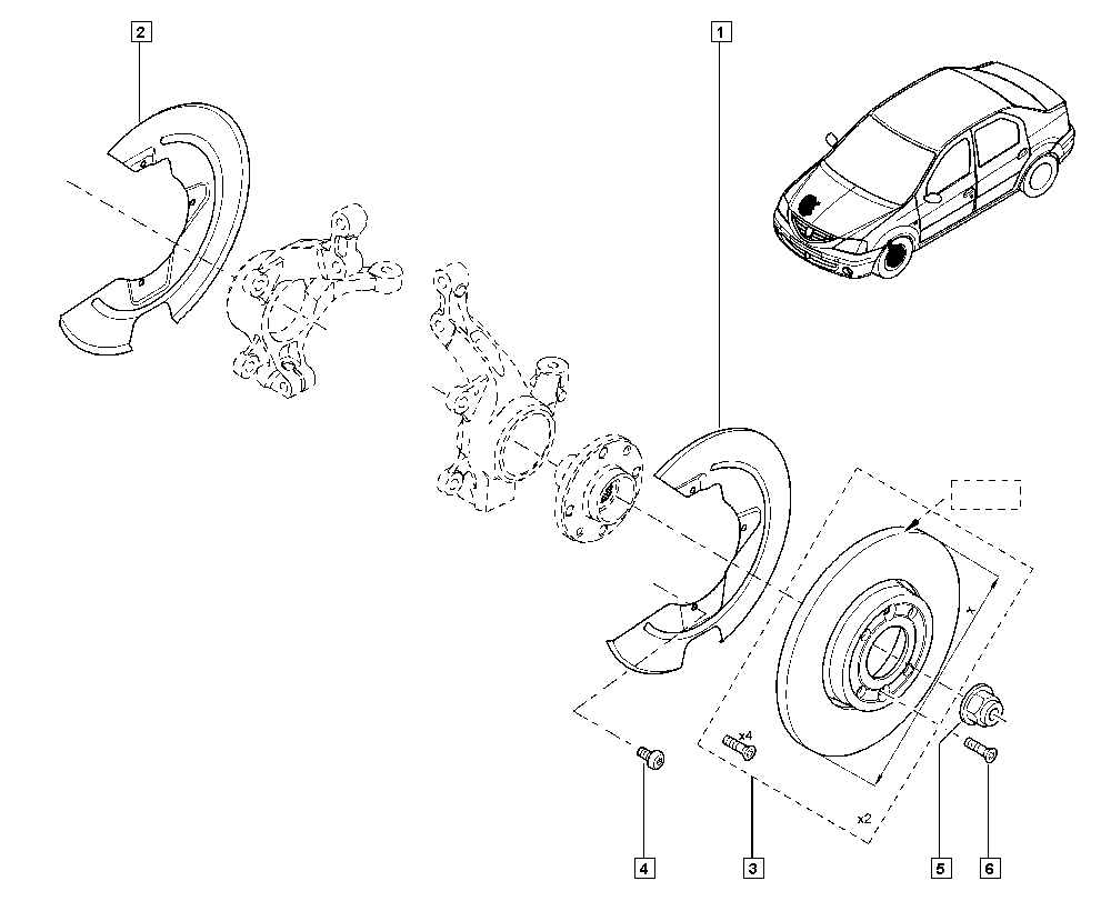 Stub axle - disk for Renault Logan Logan Sandero I