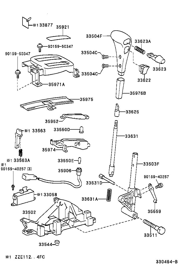 SHIFT LEVER & RETAINER[ ILLUST NO. 1 OF 2(9704 )LHD..ATM ] TOYOTA