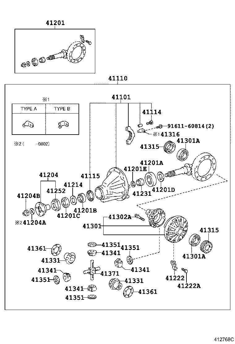 REAR AXLE HOUSING & DIFFERENTIAL[ ILLUST NO. 1 OF 2(9301 ) ] TOYOTA