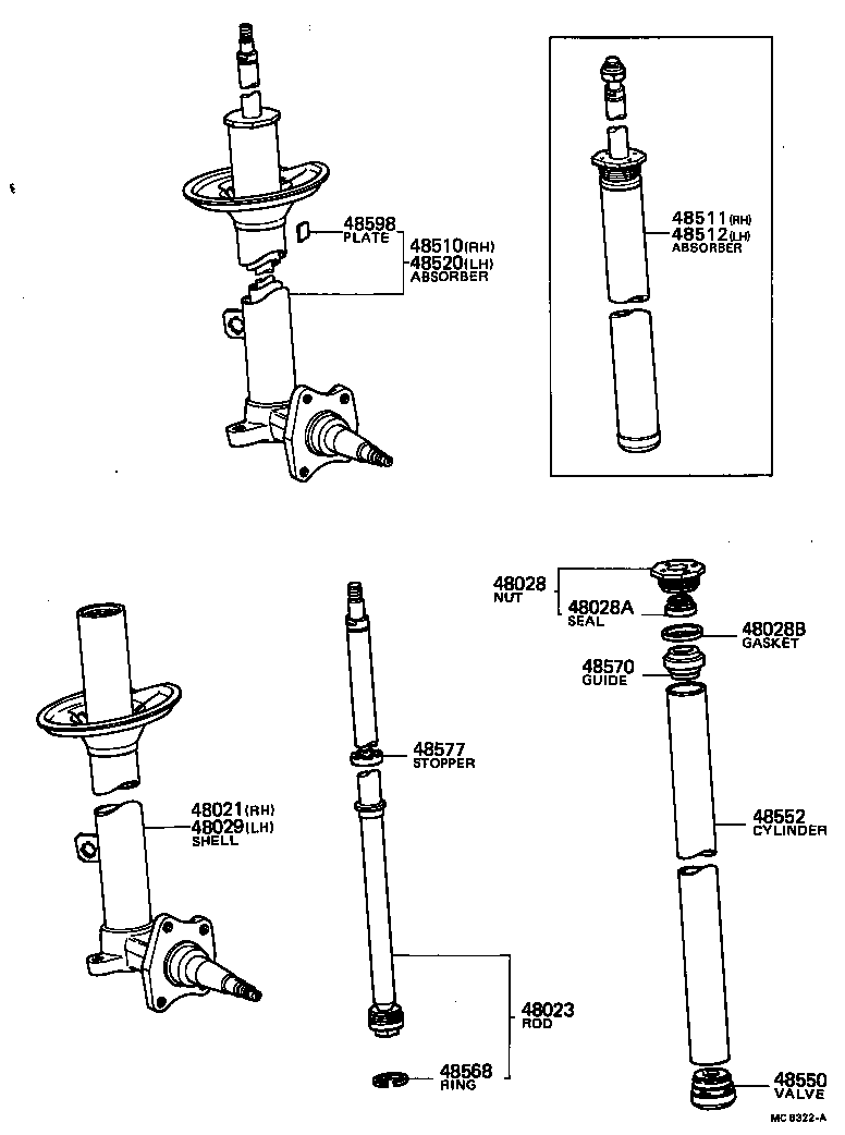 FRONT SPRING & SHOCK ABSORBER[ (7908 ) ] TOYOTA COROLLA [KE70,AE71,TE7