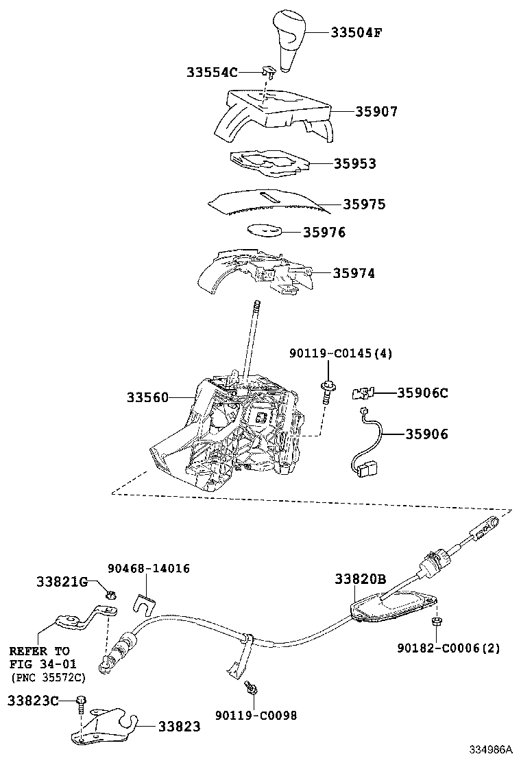 SHIFT LEVER & RETAINER TOYOTA LEVIN [NRE181,ZRE18,ZWE182] (ASIA and