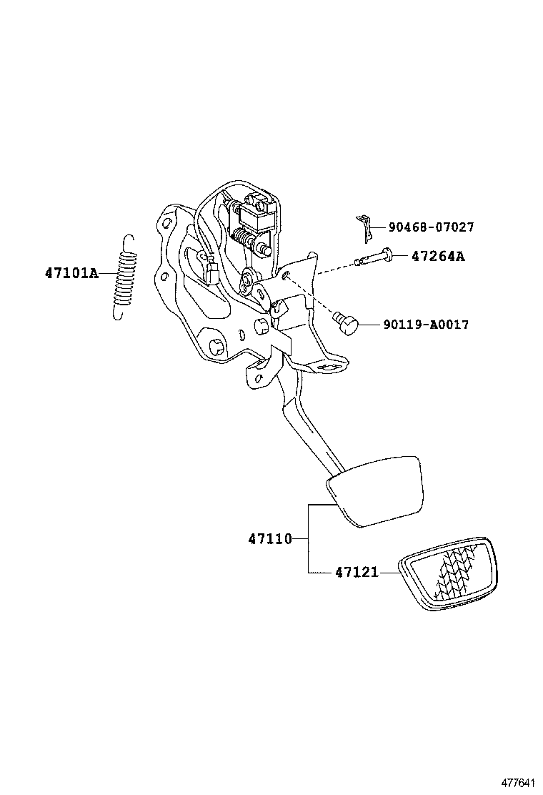BRAKE PEDAL & BRACKET TOYOTA CAMRY [ASV50] (ASIA and MIDDLE EAST)
