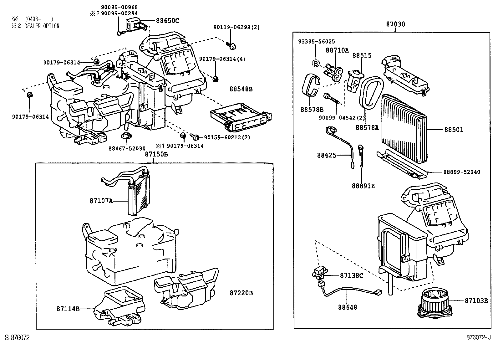 HEATING u0026 AIR CONDITIONING - COOLER UNIT[W(HEATER) ILLUST NO. 1 OF 2(0212-  )LHD ] TOYOTA YARIS [NCP1#,SCP10] (ASIA and MIDDLE EAST)
