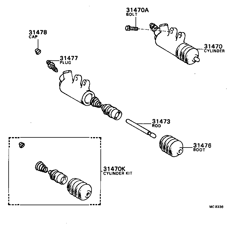 CLUTCH RELEASE CYLINDER TOYOTA CAMRY [SV1,CV1] (ASIA and MIDDLE EAST)