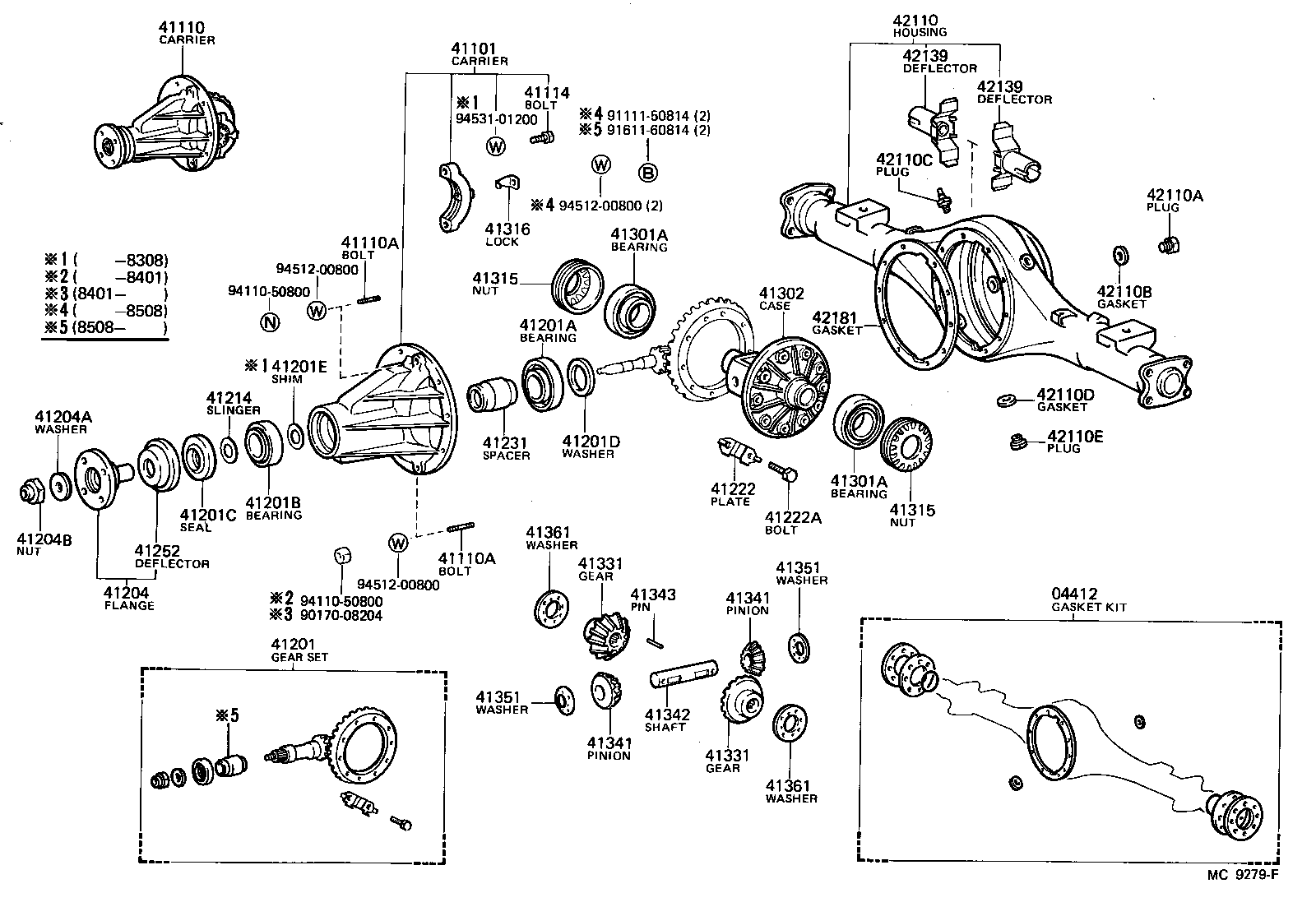 REAR AXLE HOUSING & DIFFERENTIAL TOYOTA HIACE [YH5,6,7,LH5,6,7