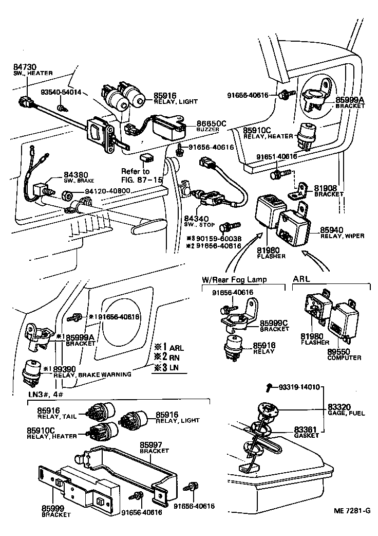 SWITCH & RELAY & COMPUTER[ (7808-8108)RHD ] TOYOTA HILUX [RN3#,4#,LN3 ...