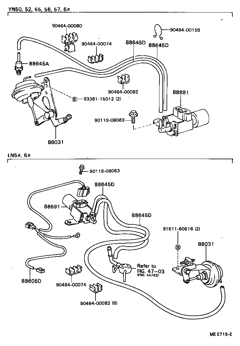 HEATING AIR CONDITIONING VACUUM PIPING 8403 8408 SR5 ME 8408