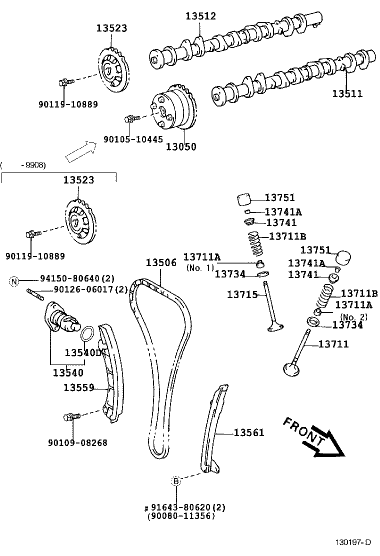 CAMSHAFT & VALVE TOYOTA COROLLA [ZZE110] (NORTH AMERICA)