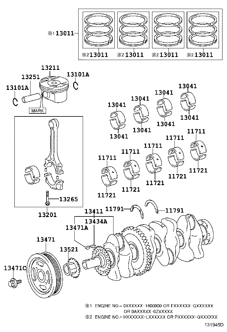 CRANKSHAFT & PISTON TOYOTA RAV4 [ASA4,AVA44] (NORTH AMERICA)