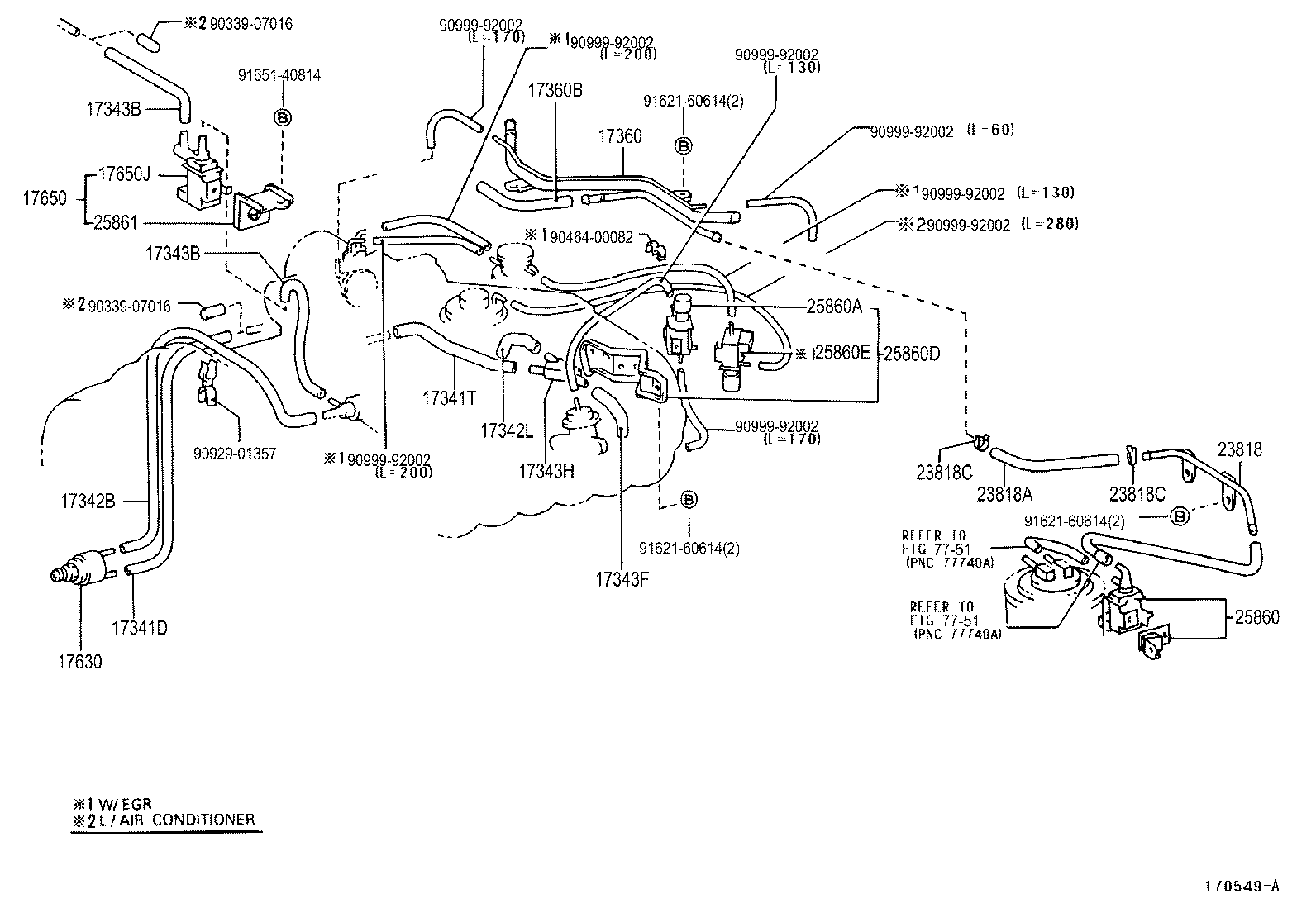 VACUUM PIPING[ (95019609)5VZFE ] TOYOTA [RZN140,150,19,VZN150,195] (NORTH AMERICA)