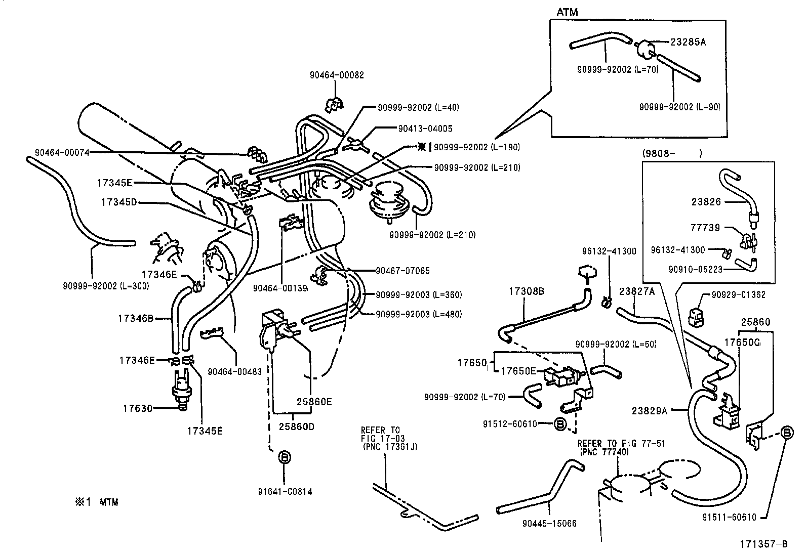 VACUUM PIPING TOYOTA [RZN161,171,VZN160,170] (NORTH AMERICA)