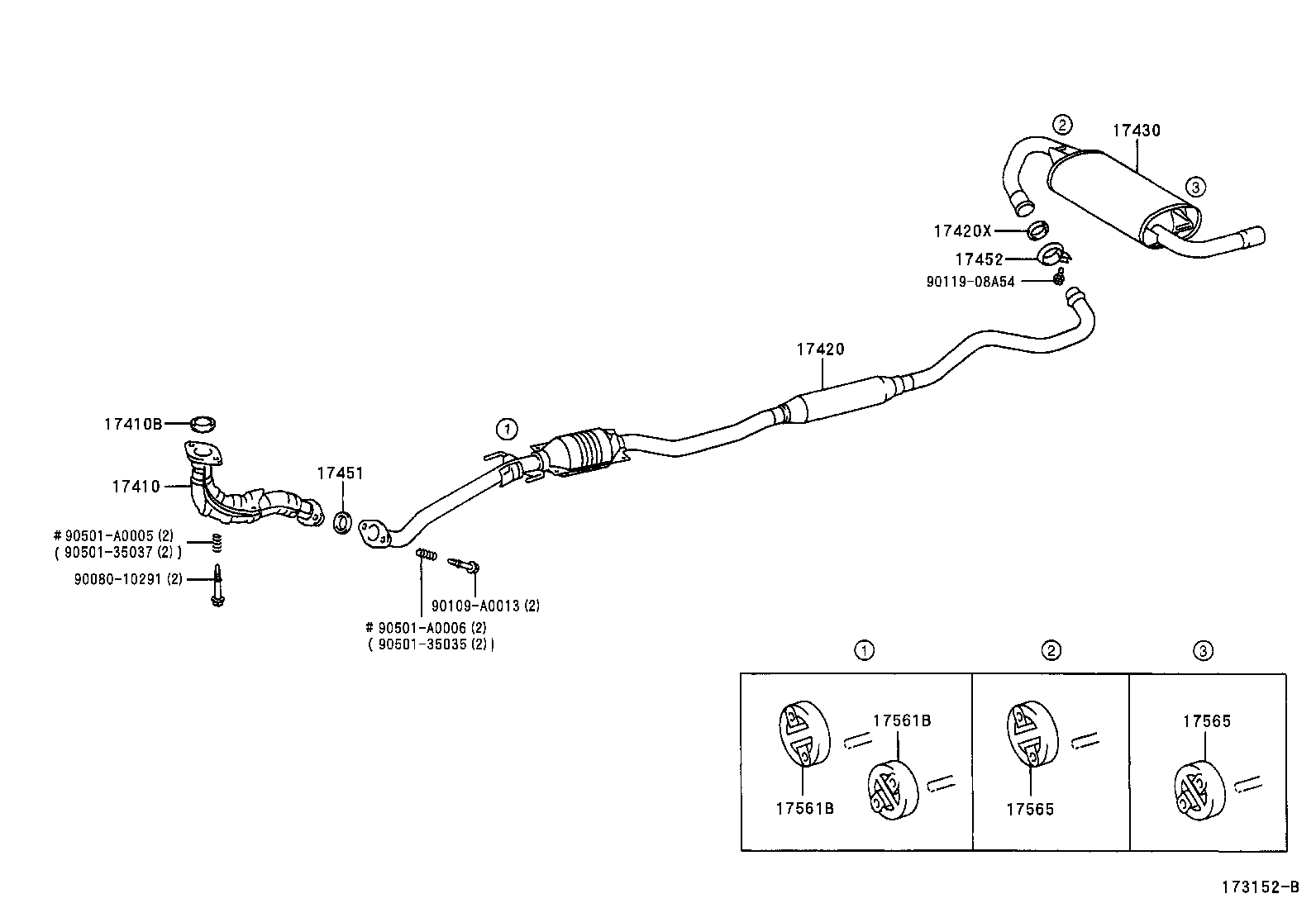 EXHAUST PIPE TOYOTA COROLLA [ZZE13] (NORTH AMERICA)