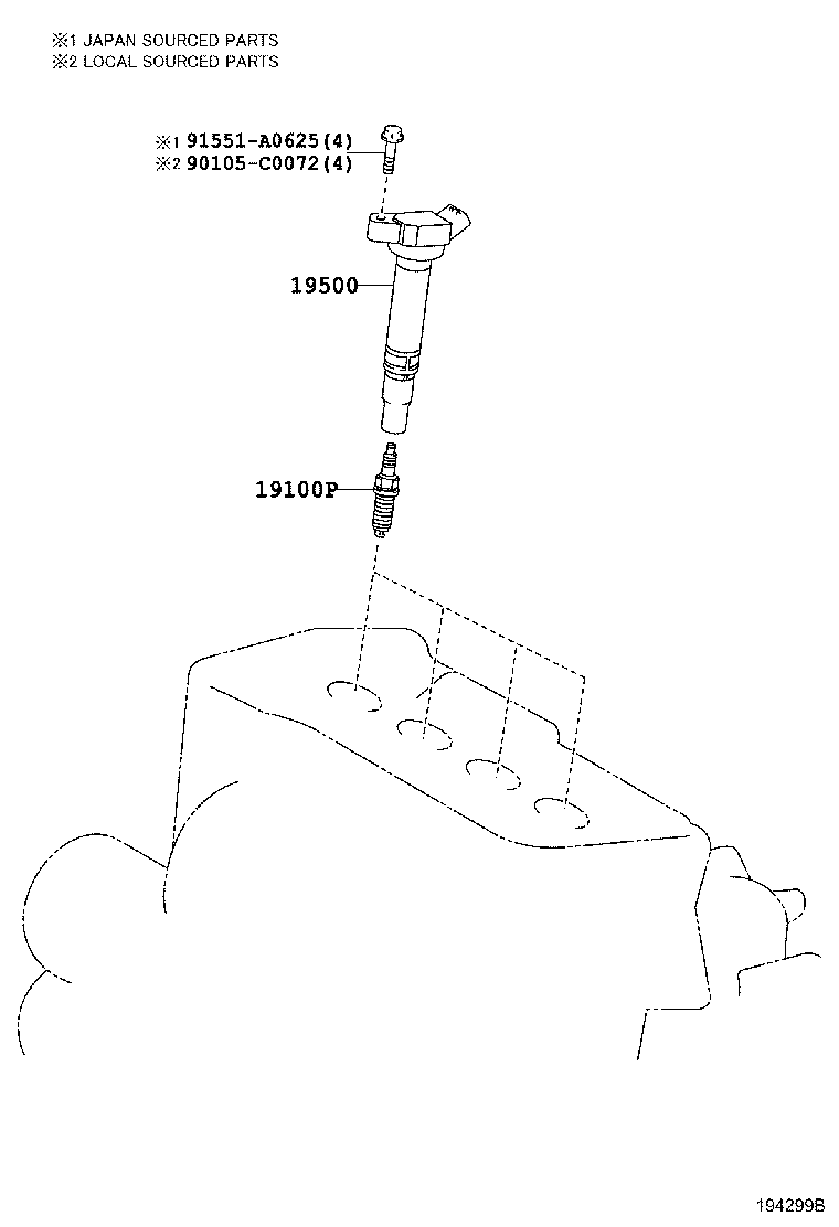 IGNITION COIL & SPARK PLUG TOYOTA RAV4 [ASA4,AVA44] (NORTH AMERICA)