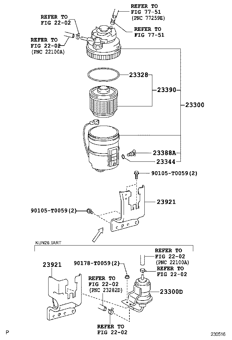 FUEL FILTER TOYOTA HILUX [GGN15,25,35,KUN1,2,3,LAN15,25,35,TGN1,26