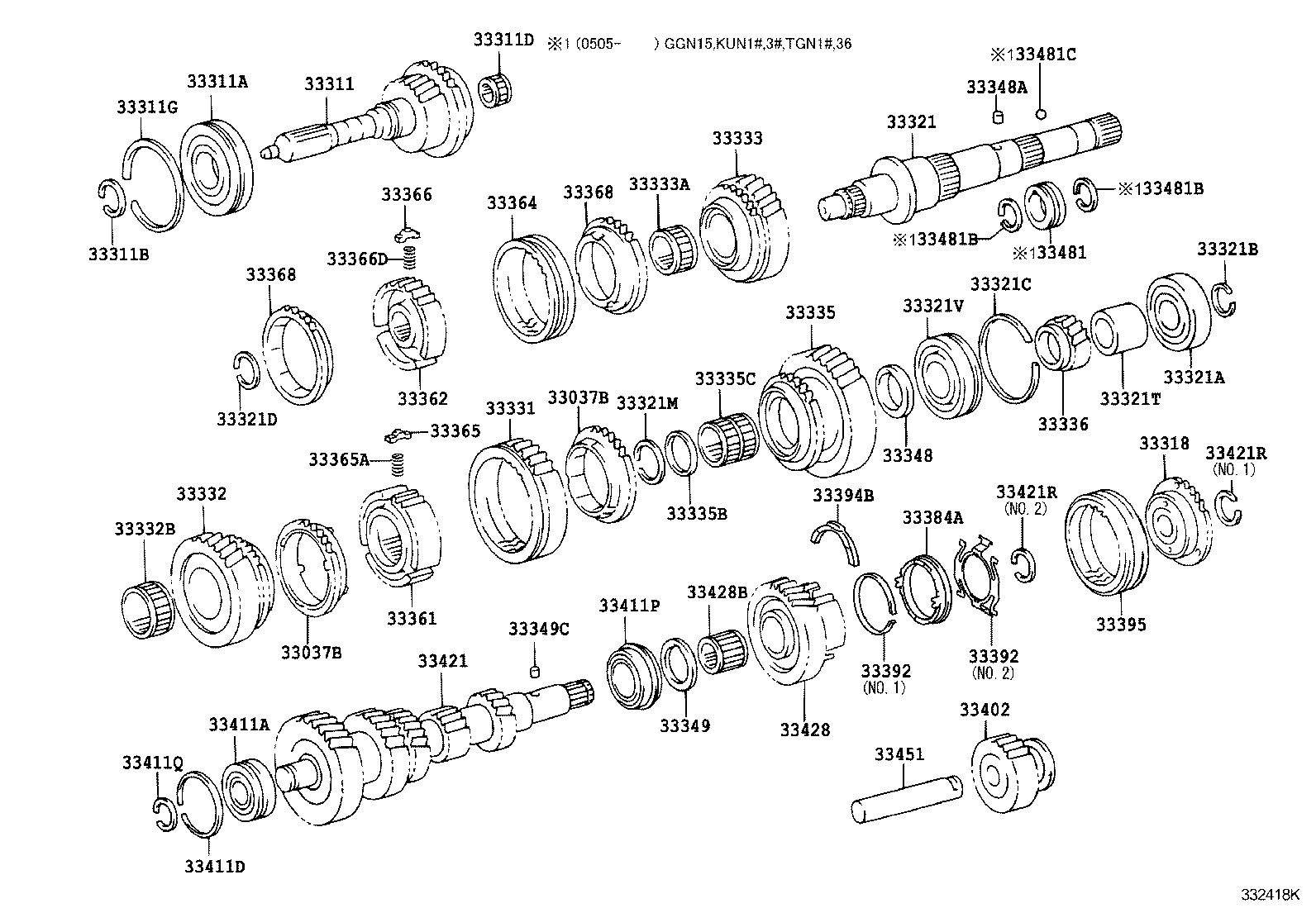 TRANSMISSION GEAR (MTM)[R150,R150F,R151,R151F (0408 )KUN16,26..5F