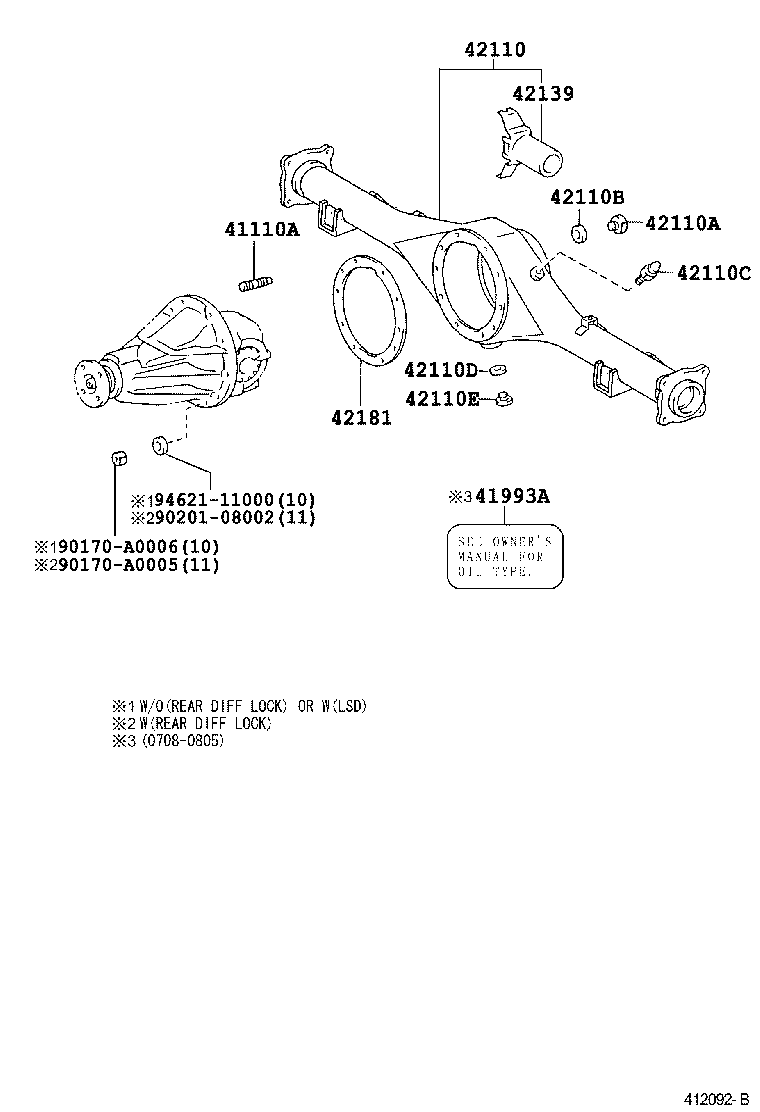 REAR AXLE HOUSING & DIFFERENTIAL[ ILLUST NO. 2 OF 2(04091508) ] TOYOTA