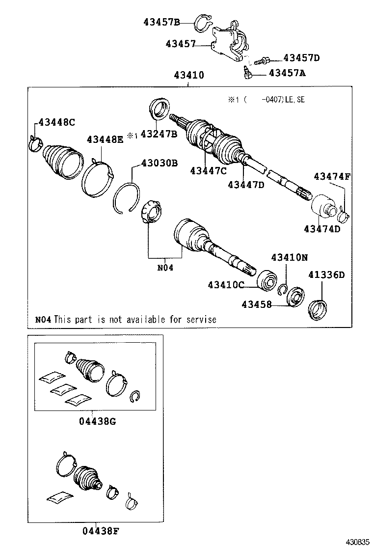FRONT DRIVE SHAFT TOYOTA CAMRY [ACV30,MCV3] (NORTH AMERICA)