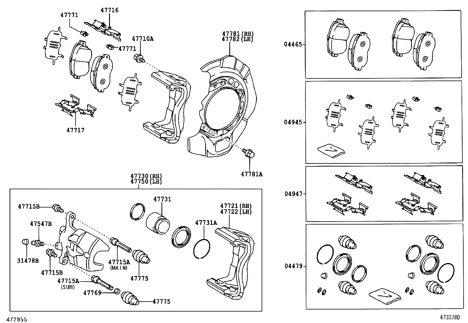 FRONT DISC BRAKE CALIPER & DUST COVER TOYOTA SIENNA [GSL2,MCL2