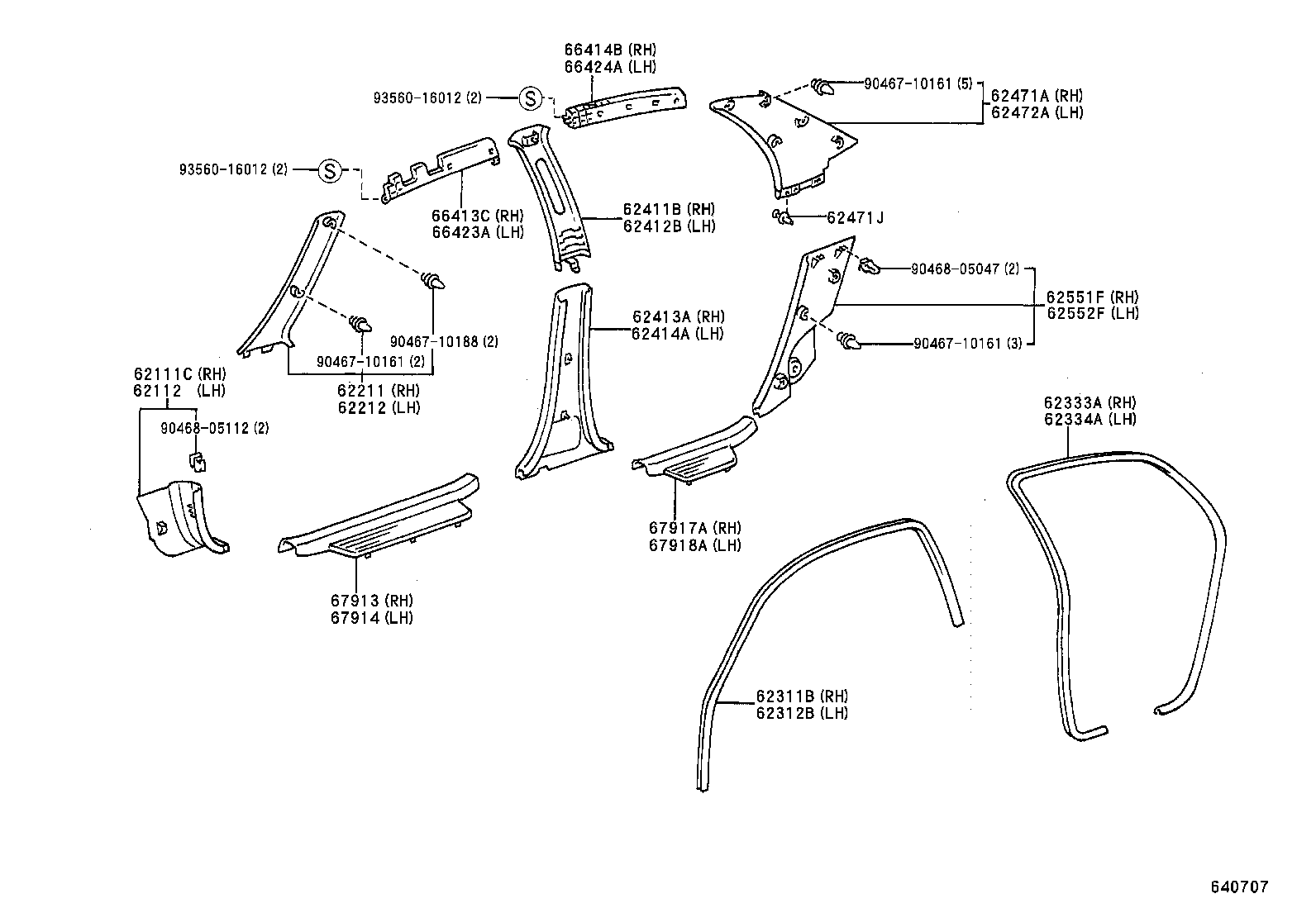 INSIDE TRIM BOARD & DOOR OPENING TRIM MOULDING TOYOTA ECHO [NCP12