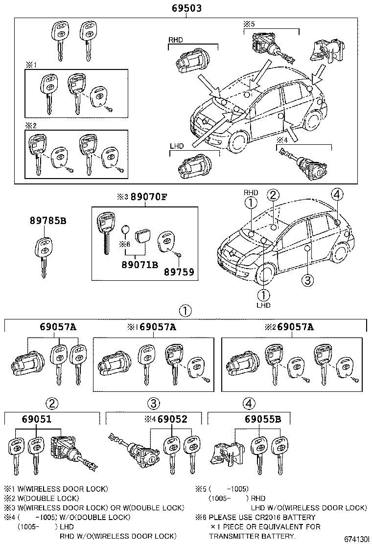 LOCK CYLINDER SET[W/O(SMART ENTRY) (0511 )FRP ] TOYOTA YARIS [KSP90