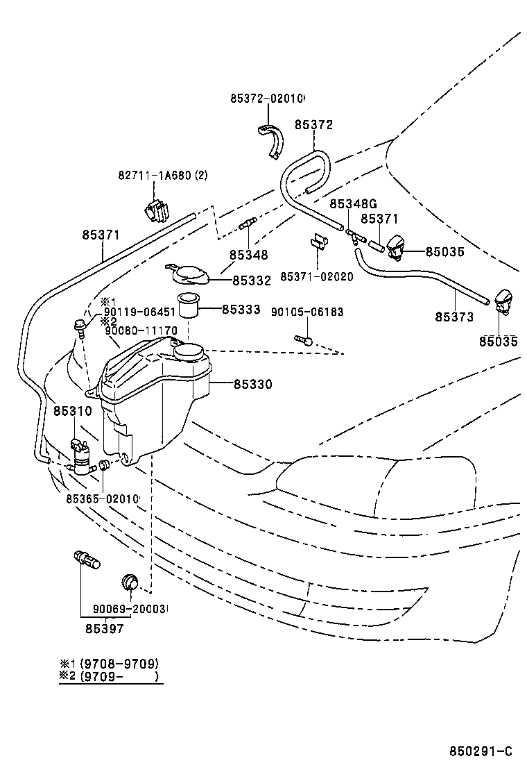 WINDSHIELD WASHER TOYOTA COROLLA [ZZE110] (NORTH AMERICA)