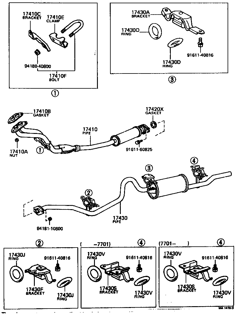 EXHAUST PIPE TOYOTA COROLLA [KE3,50,TE3,51] (NORTH AMERICA)