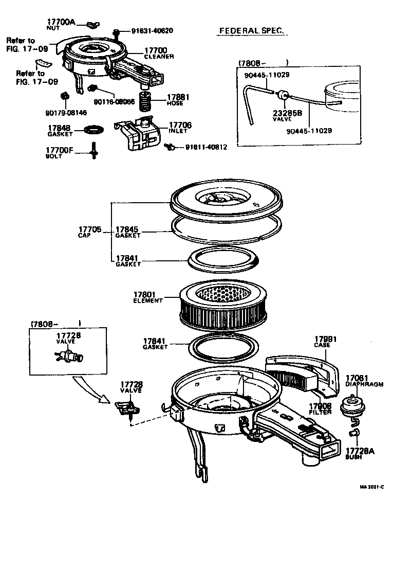 AIR CLEANER[ (7708-7908)2TC ] TOYOTA COROLLA [KE3#,50,TE3#,51] (NORTH ...