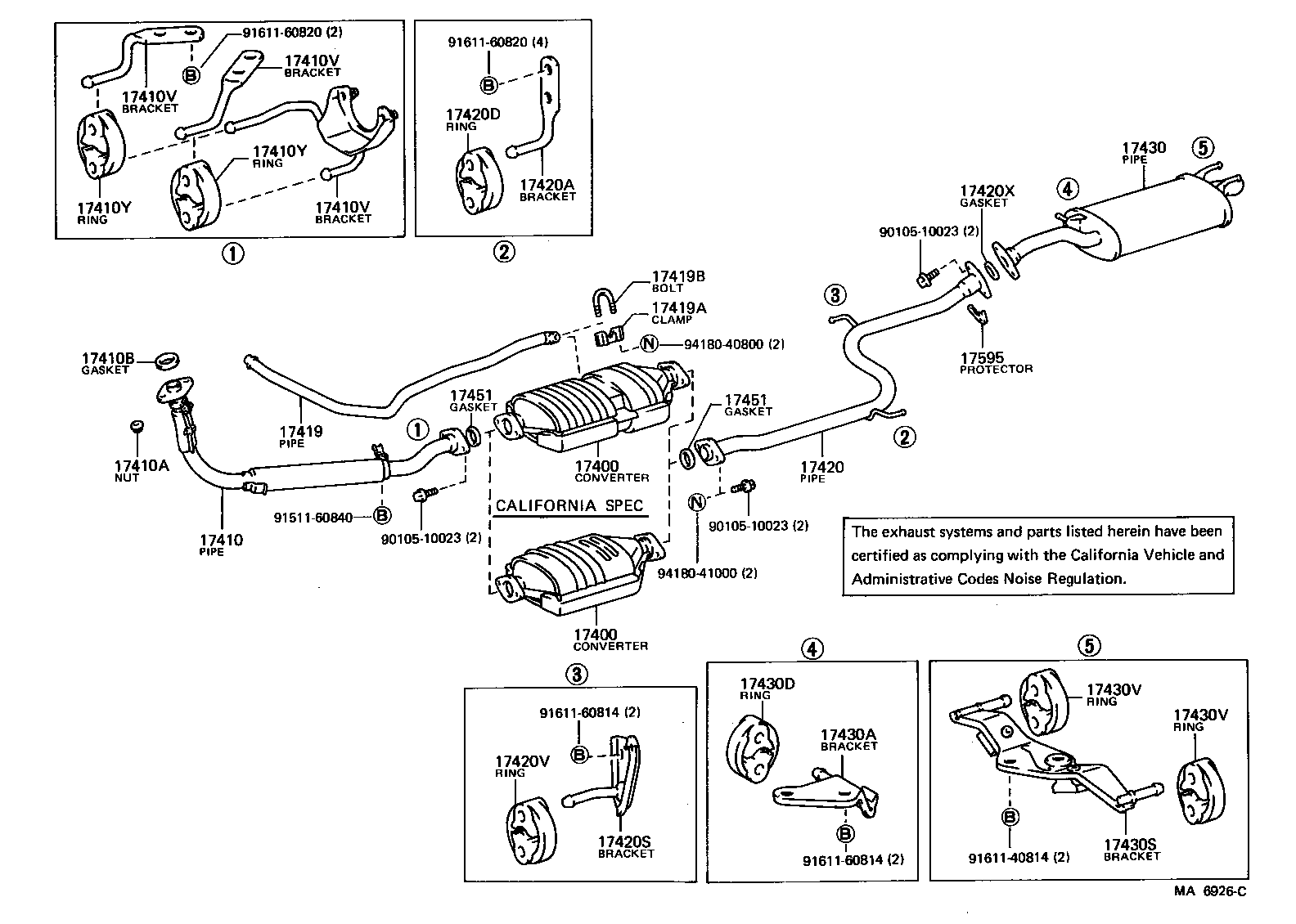 EXHAUST PIPE TOYOTA COROLLA [AE82,CE80] (NORTH AMERICA)