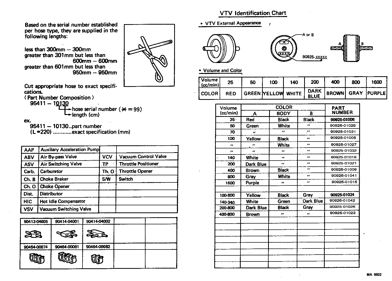 VACUUM PIPING[ (7308-7808) ] TOYOTA CORONA [RT10#,11#] (NORTH AMERICA)
