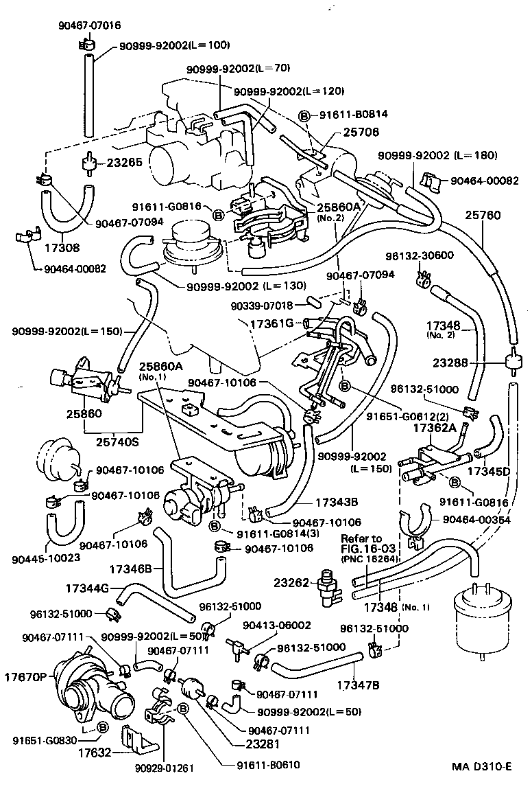 VACUUM PIPING[ (90019201)3SGTE ] TOYOTA MR2 [SW20,21] (NORTH AMERICA)