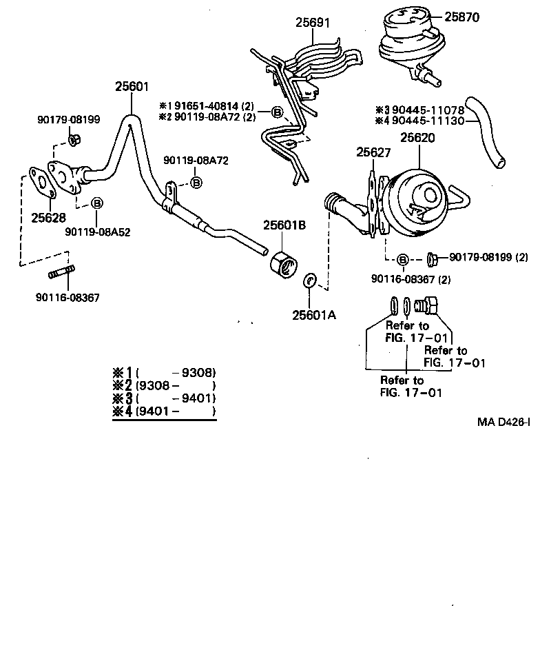 EXHAUST GAS RECIRCULATION SYSTEM TOYOTA PREVIA [TCR1,2] (NORTH AMERICA)