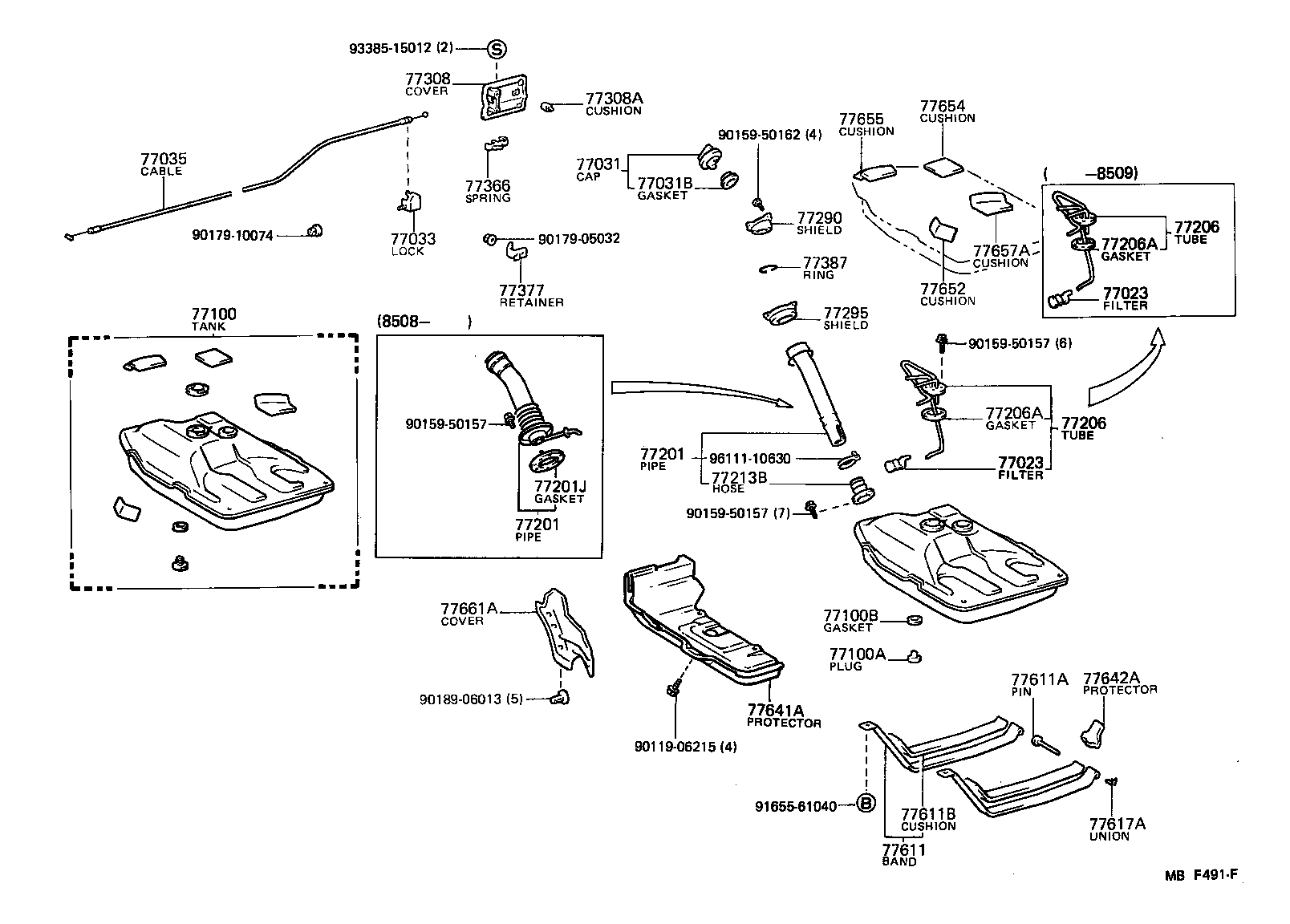 FUEL TANK & TUBE TOYOTA COROLLA [AE86] (NORTH AMERICA)