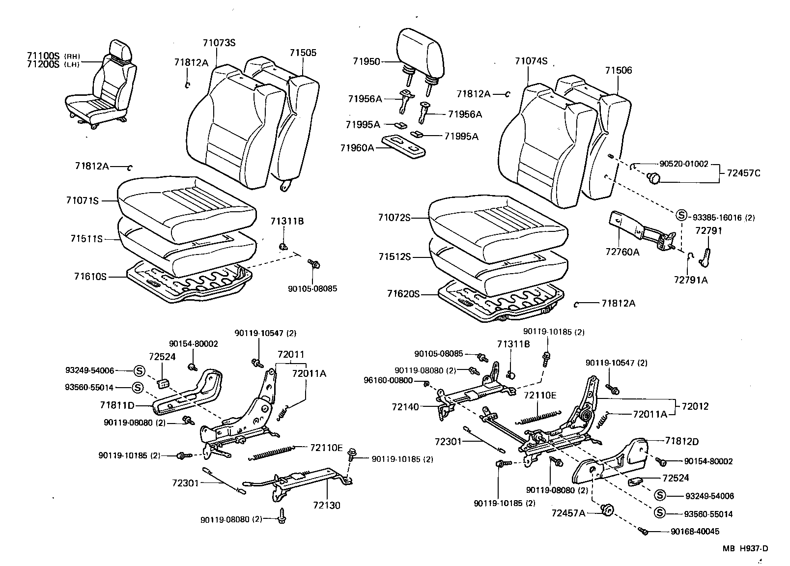 FRONT SEAT SEAT TRACK 8412 TOYOTA MR2 AW11 NORTH AMERICA 