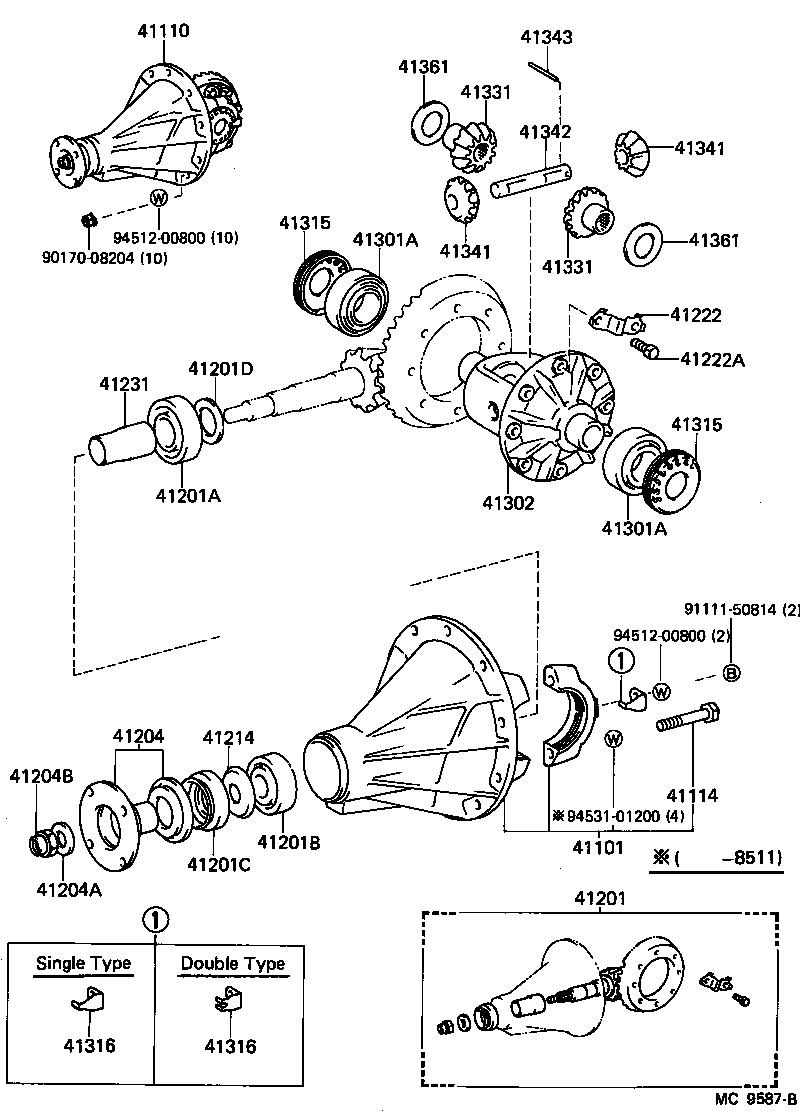 REAR AXLE HOUSING & DIFFERENTIAL TOYOTA COROLLA [AE86] (NORTH AMERICA)