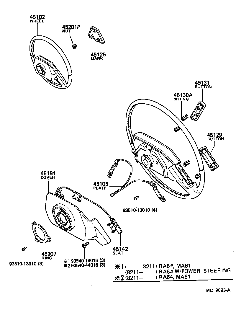 STEERING WHEEL TOYOTA CELICA [RA6,MA61] (NORTH AMERICA)