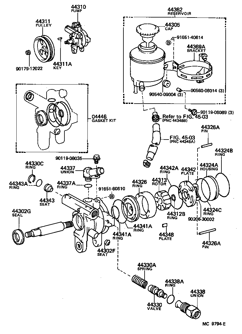 VANE PUMP & RESERVOIR (POWER STEERING) TOYOTA COROLLA [AE86] (NORTH